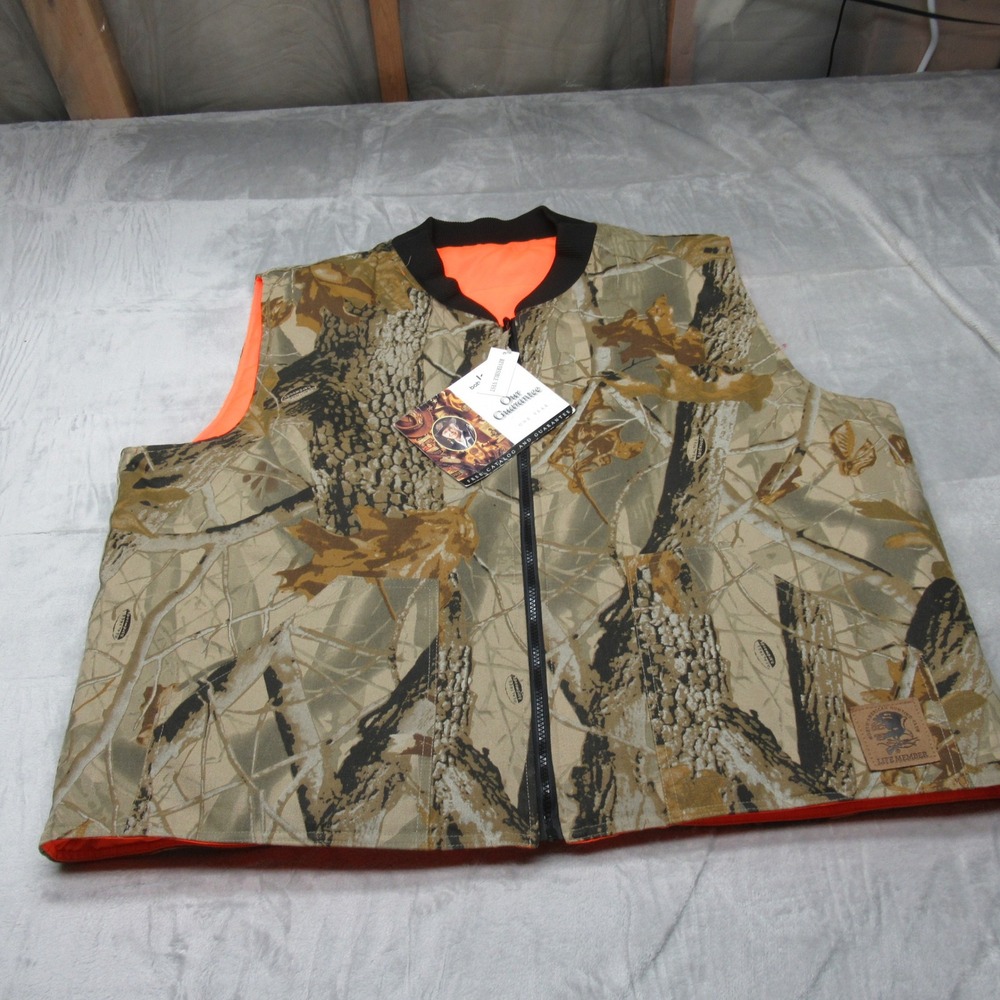 Bob Allen Vest Mens XXL Orange‎ Camo Realtree Reversible Hunt Waterfowl Logo NEW